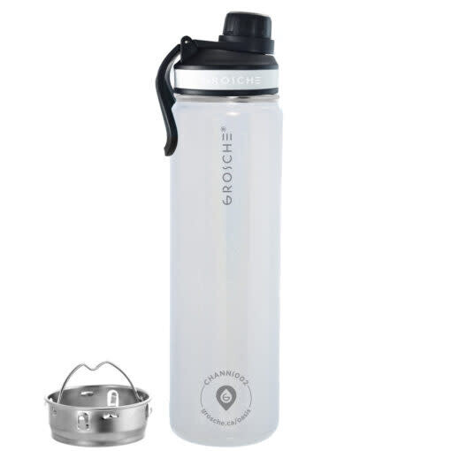 Bouteille d&#39;eau pour infusion - 22 onces - perle blanche - GROSCHE Oasis