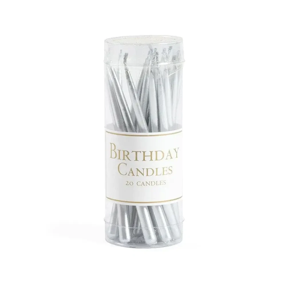 20 bougies d&#39;anniversaire - couleur argentées - Caspari