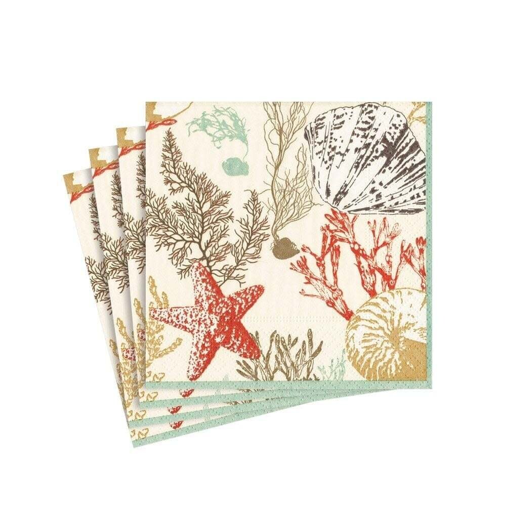Serviettes 3 plis - motif étude marine - Caspari