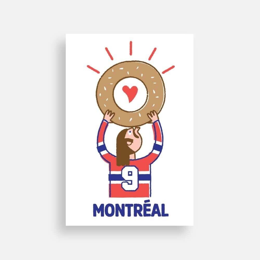 Carte postale Montreal Hockey Bagel 4 x 6