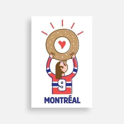 Carte postale Montreal Hockey Bagel 4 x 6