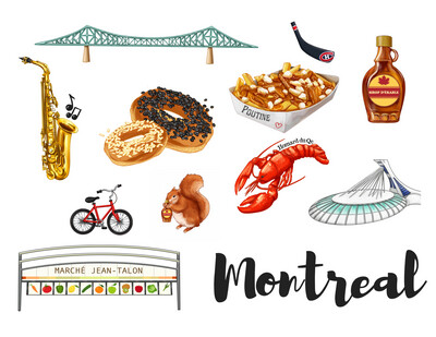 Carte postale Montréal icones
