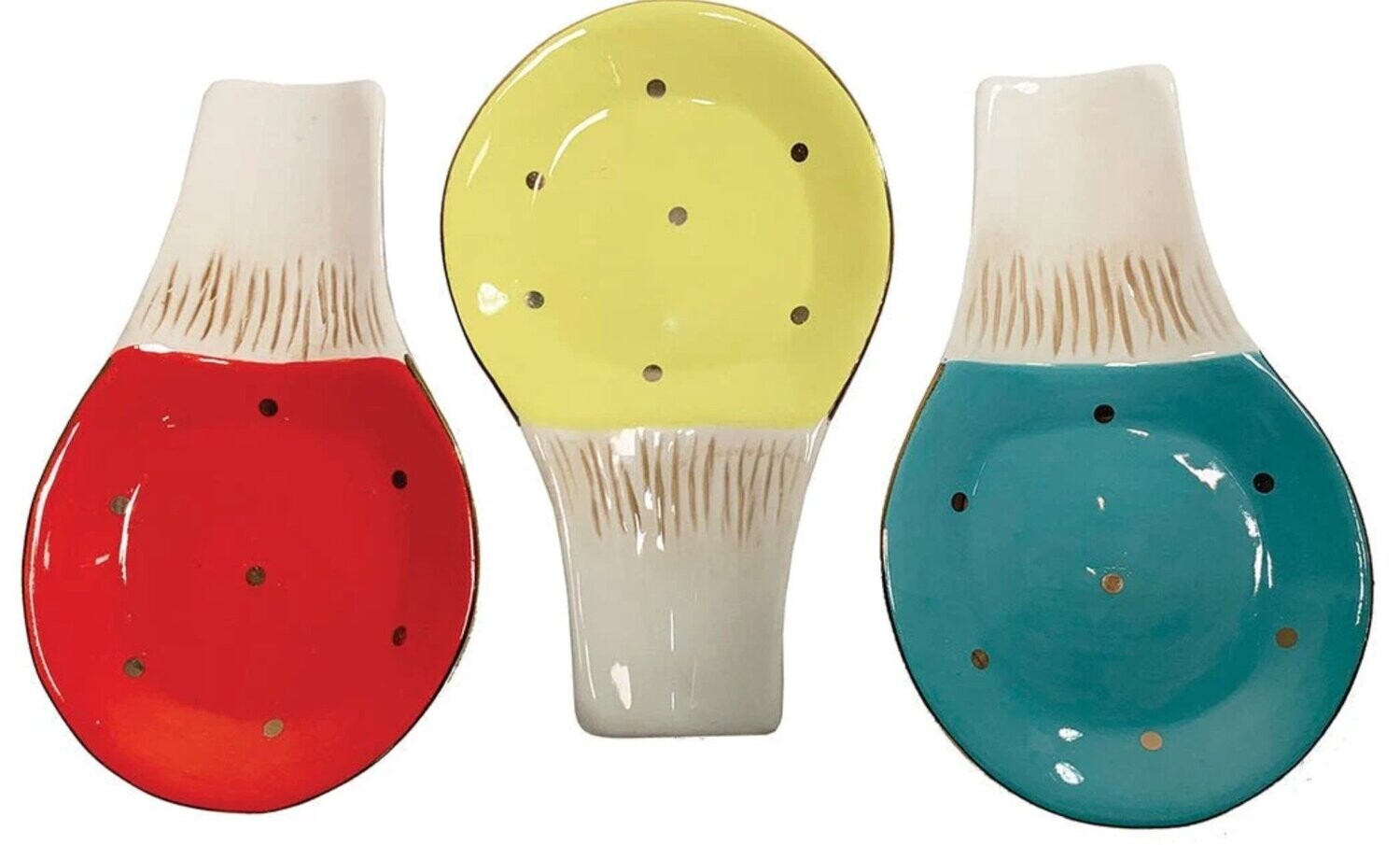 Repose cuillère champignons - Ensemble de deux - Rouge, jaune, bleu