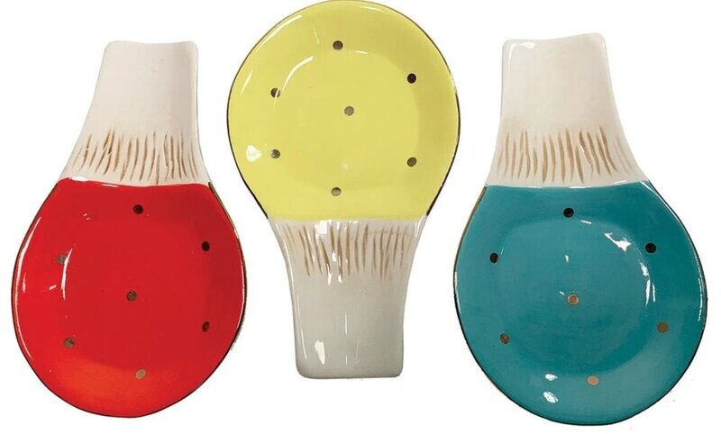 Repose cuillère champignons - Ensemble de deux - Rouge, jaune, bleu