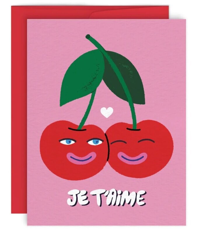 Carte de souhaits - Cerises, Je t&#39;aime - Laurianne Poirier - Paperole