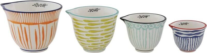 Tasses à mesurer en céramique, faites et peintes à la main - 0.25 à 1.5 - Creative Co-op