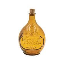 Bouteille d&#39;huile d&#39;olive en verre recyclé - Ambre embossé 32oz - Creative co-op