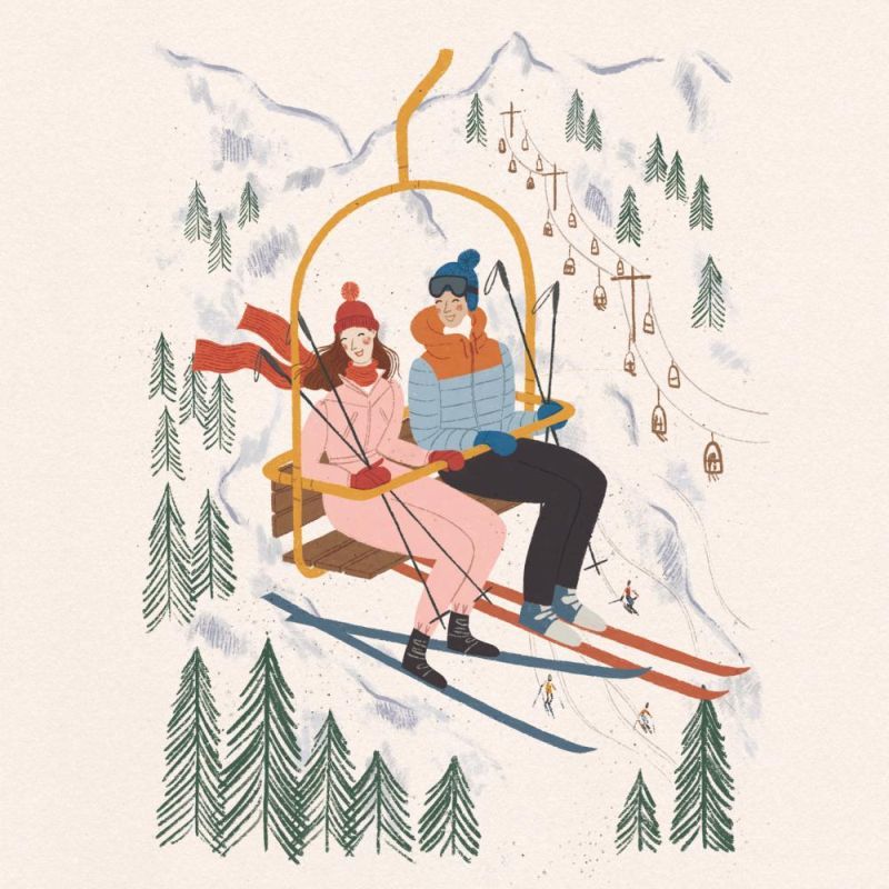 Napkins Couple de skieurs - PPD