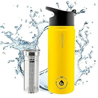 Bouteille isolée jaune avec infuseur - 473ml -GROSCHE  Chicago Steel