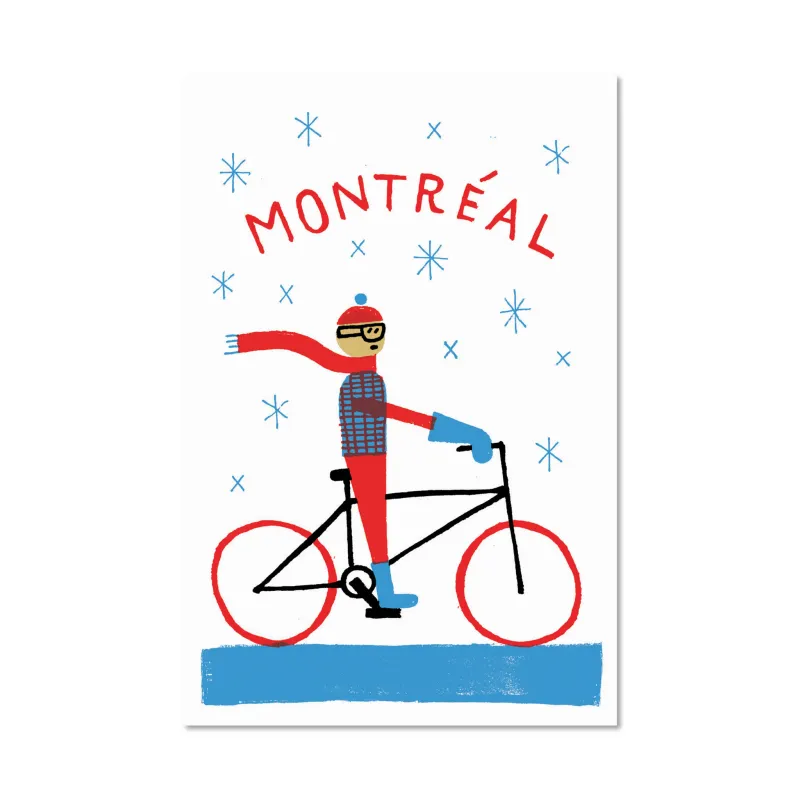 Carte de souhaits - Vélo d'hiver - Paperole