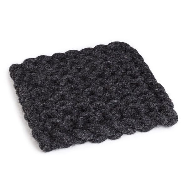 Sous-plat en tricot  épais gris foncé laine de moutin - Abbott