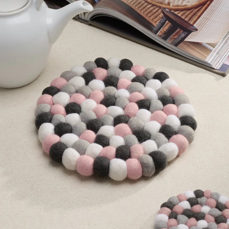 Sous-plat en laine - Rose, gris et noir - Modwool