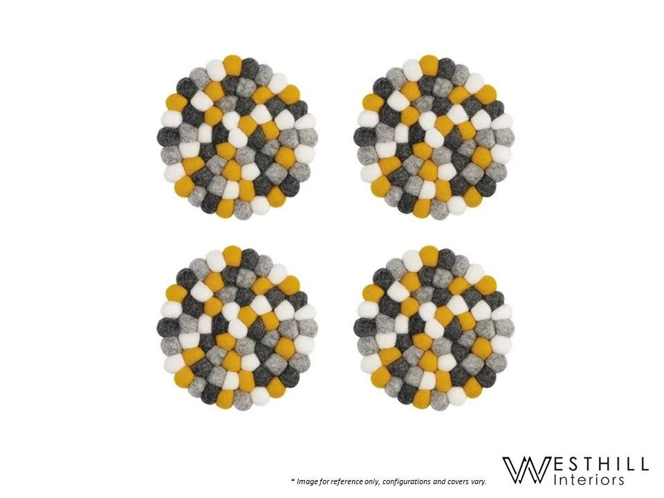 Ensemble de sous-verres en laine - Jaune, gris et blanc - Modwool