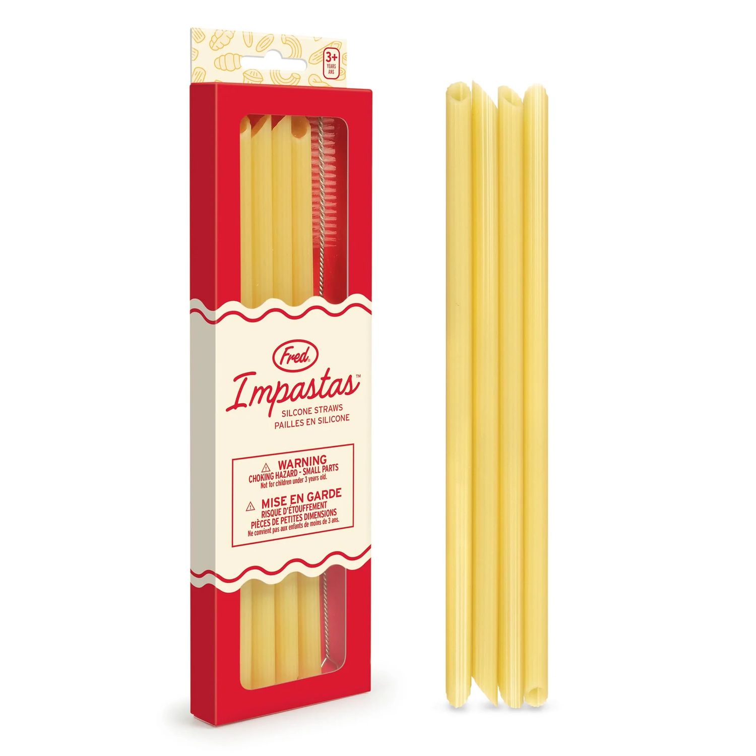 Ensemble de pailles en silicone avec brosse - Pâtes -  Fred
