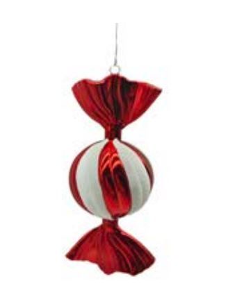 Ornement Bonbon rond rouge et blanc - Holland Import (Christmas forever)