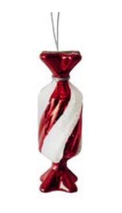 Ornement Bonbon rectangulaire rouge et blanc - Holland Import (Christmas forever)