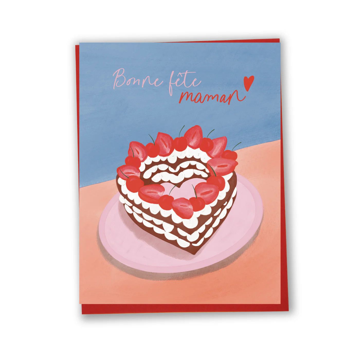 Carte de souhaits Bonne fête maman (gâteau fraisier) - Lili Graffiti