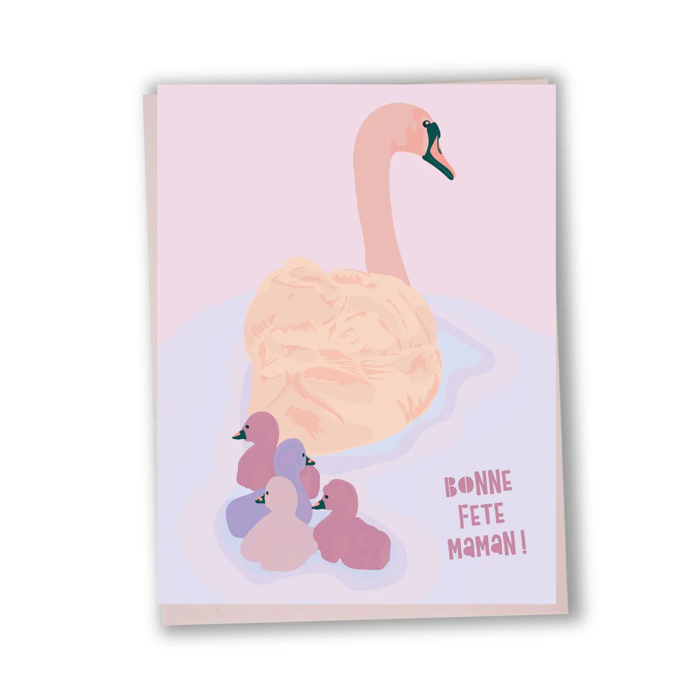Carte de souhaits Bonne fête maman (cygne) - Lili Graffiti