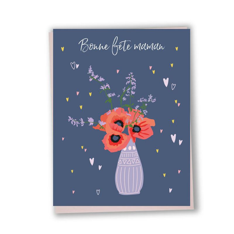 Carte de souhaits Bonne fête maman (vase de fleurs) - Lili Graffiti