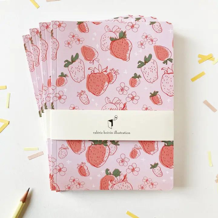 Carnet fraises - Illustrations Valérie Boivin