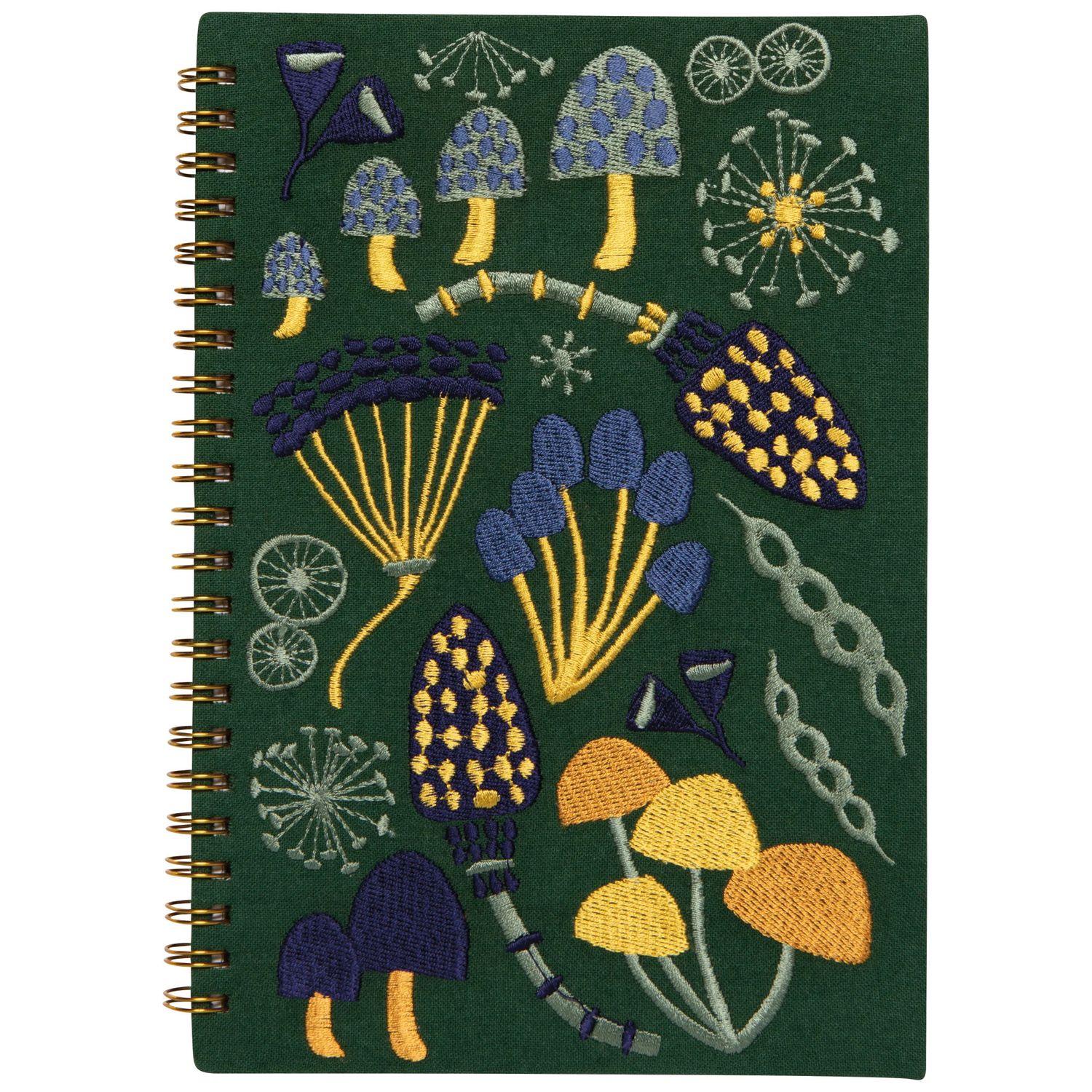 Carnet de notes brodé Wildgrove vert, ocre et bleu marin - Danica Studio