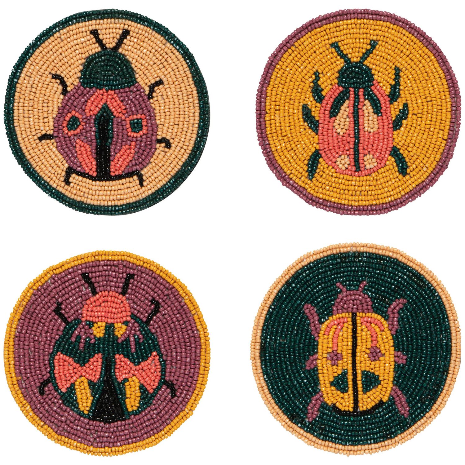 Ensemble de sous-verres perlés avec coccinelle - Danica Studio