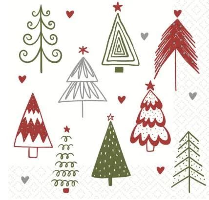Napkins Fun Trees Red 33x33cm - Paper+ Design - OCD