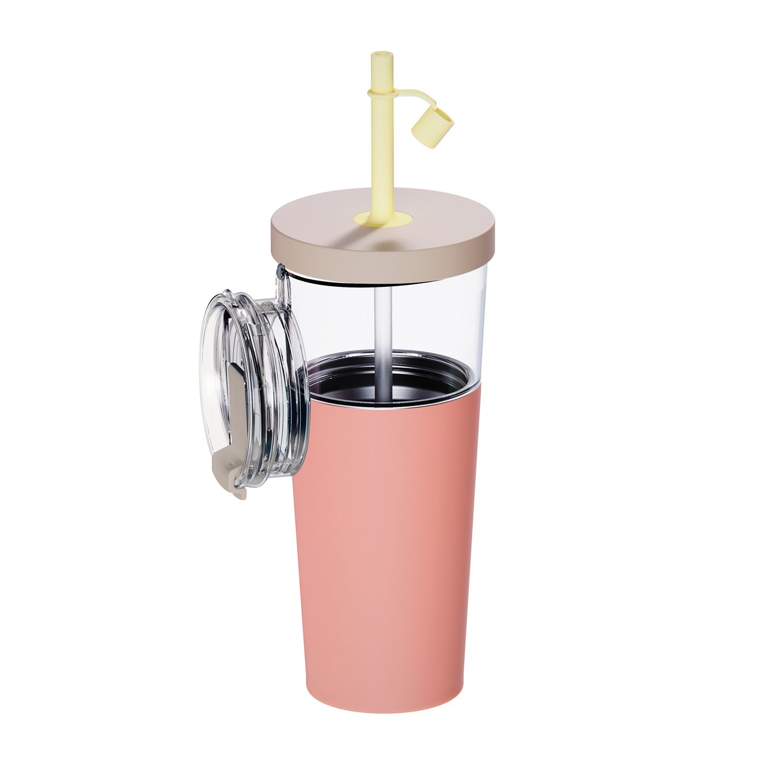 Bouteille d&#39;acier inoxidable avec paille pastel pêche 28oz - Asobu
