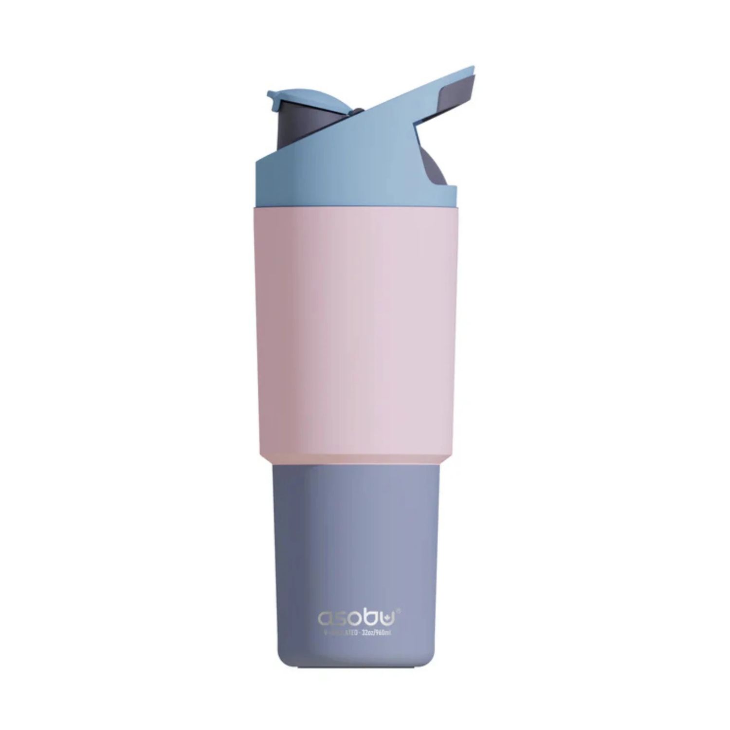 Bouteille d&#39;acier inoxidable rose pastel avec paille rétractable 32oz - Asobu