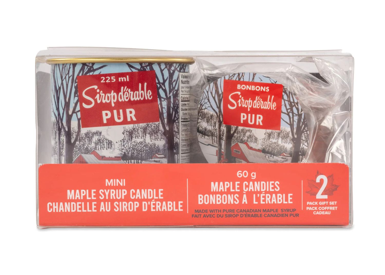 Cadeau bougie sirop + bonbons à l&#39;érable 60g (petit format) - Seracon