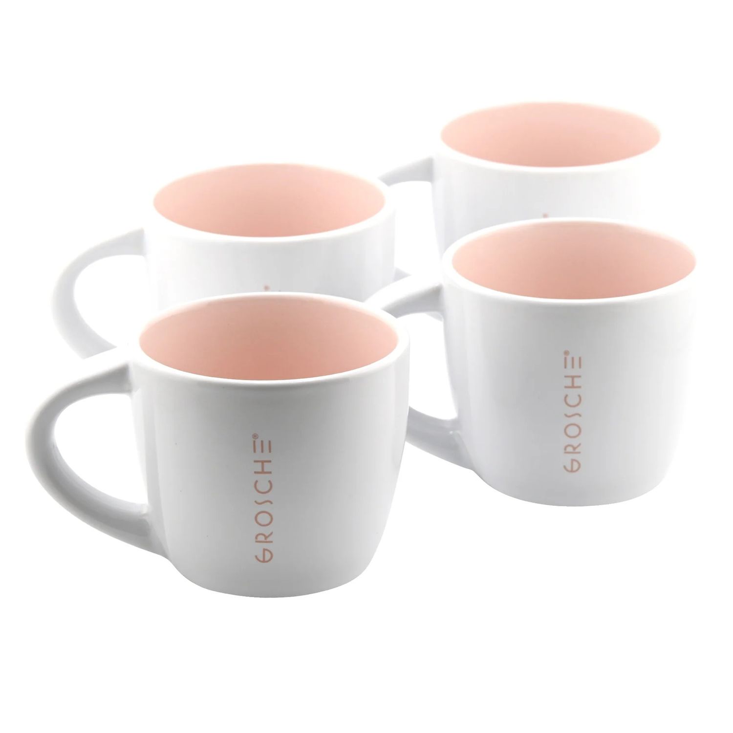 Tasses à espresso en céramique blanc et rose (4 x 150ml) - GROSCHE