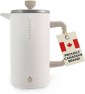 Cafetière blanche à piston  en acier inoxydable - 1000ml (8 tasses) - Modèle Dublin - Grosche