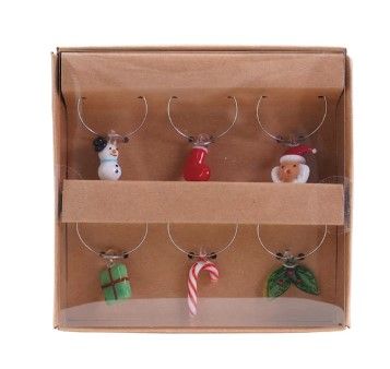 Ornement - Petites figurines en verre (bas de Noël, canne de bonbon, bonhomme de neige, etc.) - Creative Coop