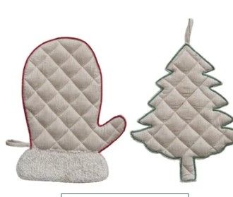 Dessous de plat de Noël en lin - Mitaine et sapin - Creative coop