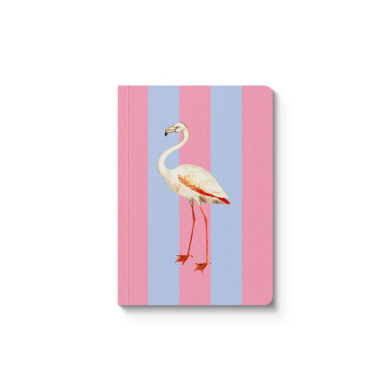 Petit carnet rayé lilas et rose format A6 - Flamingo - Kaleido
