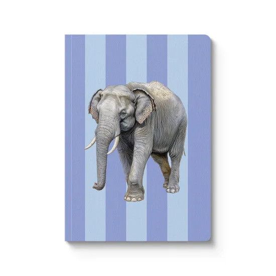 Grand carnet rayé lilas et lavande format A5 - Éléphant - Kaleido