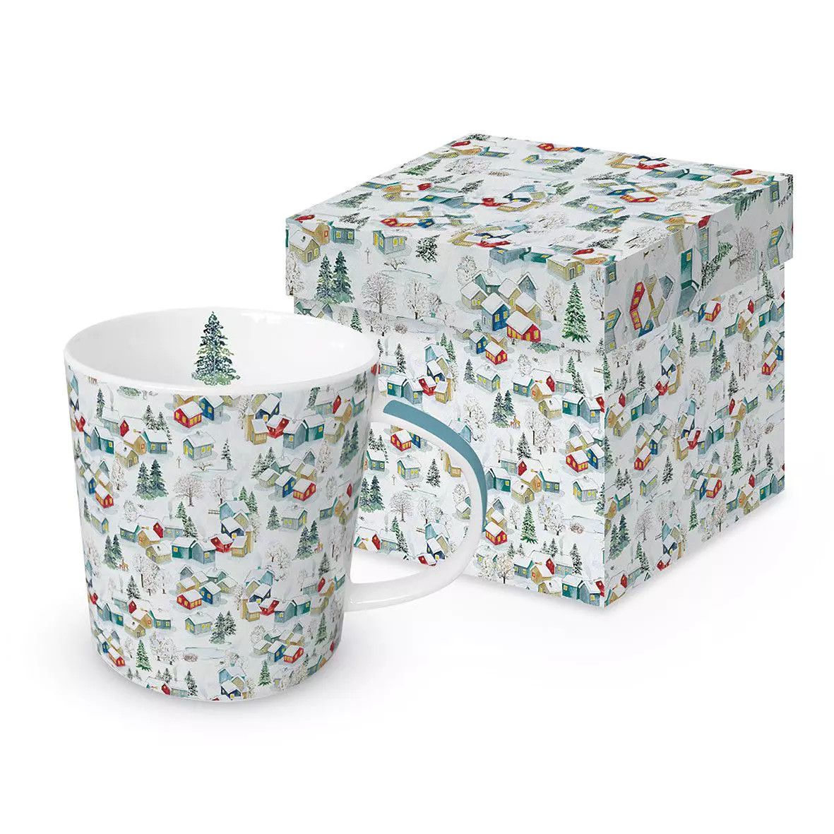 Tasse avec boîte - Paysage chalets d'hiver - PaperProducts Design