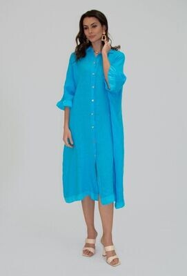 Maxi turquoise linnen jurk
