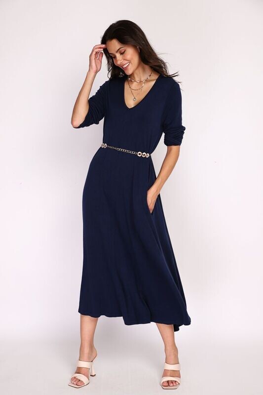 Maxi katoen jurk met V-hals