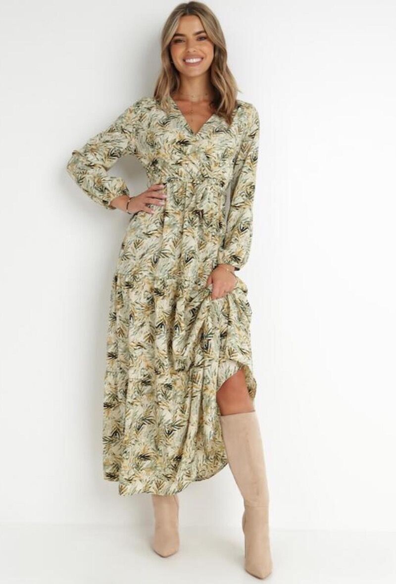Maxi jurk met groene print