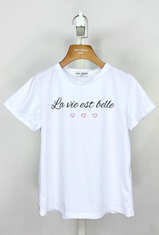 Katoen t-shirt "La  vie est Belle" Set
