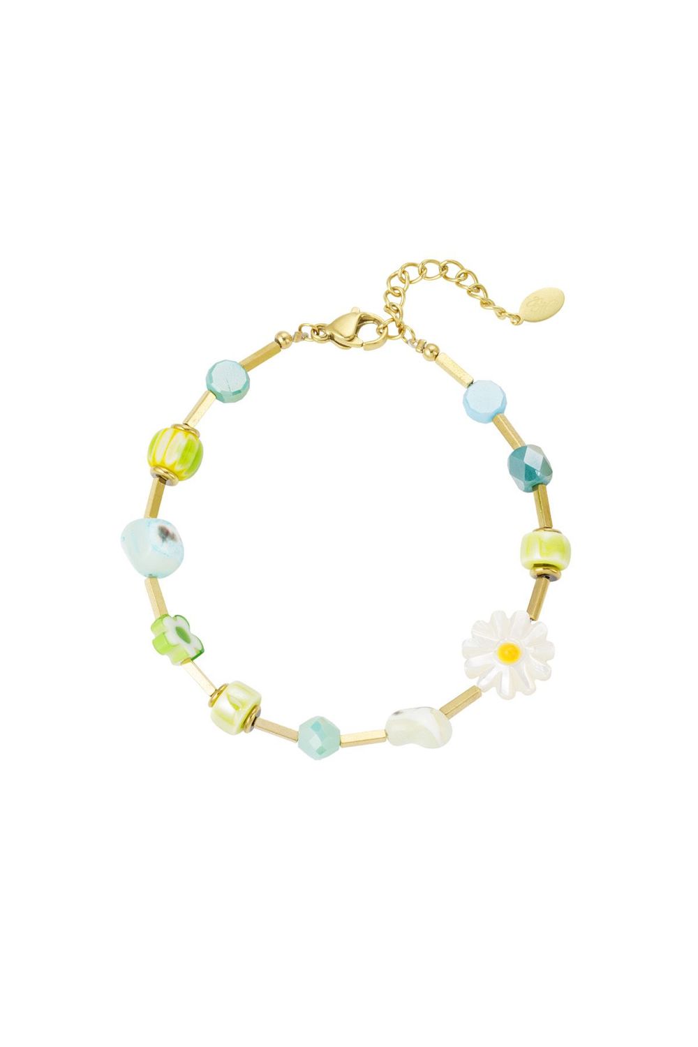 Kleurrijke armband green oase - groen goud