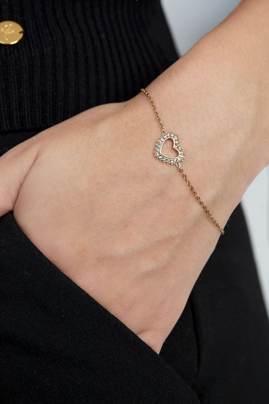 Diamant hart armband - goud