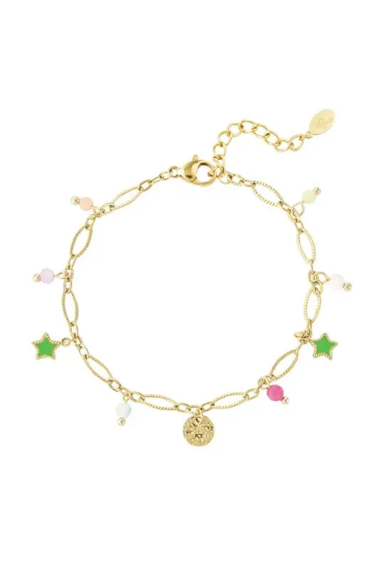 Bedelarmband zomerse rockstar - goud