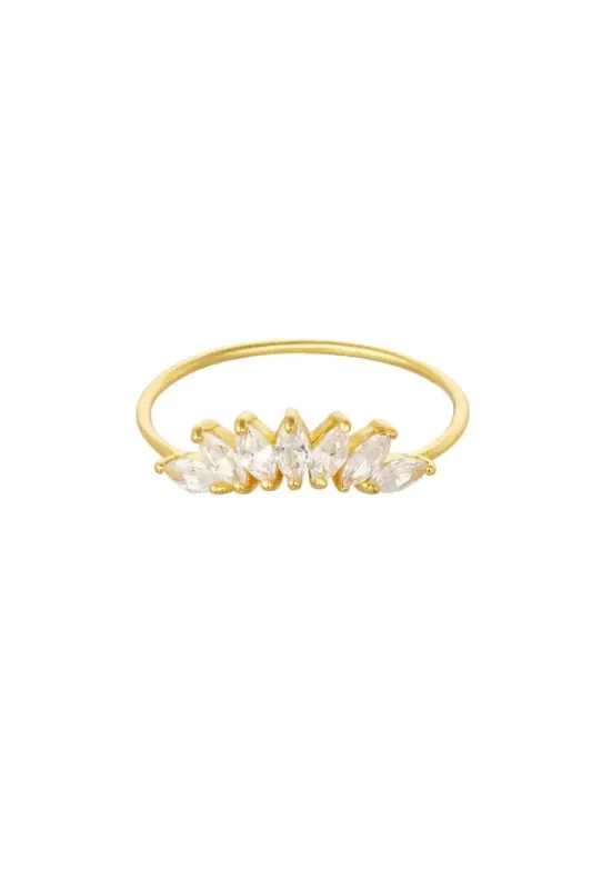 Ring steentjes waaier vorm