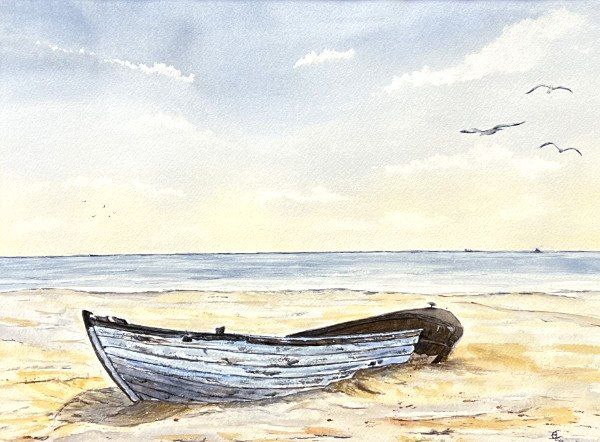 Verlassen am Strand (Boot)