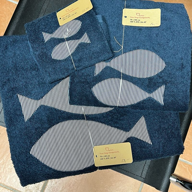 Handtuch-Set mit Applikation Fische
