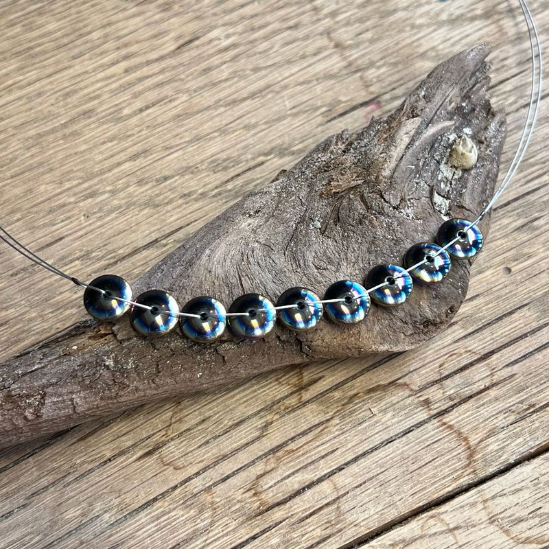 Hämatit Kette mit irisierten Hämatit Linsen