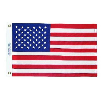 12"x18" Boat Flag -Canvas Heading with Brass Grommets, Sewn Stripes & Embroidered Stars