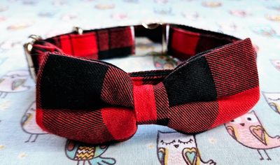 Red tartan collar large